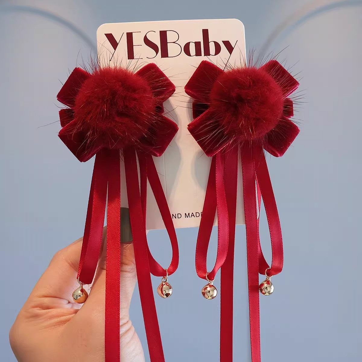 过新年喜庆汉服发夹儿童可爱毛球丝绒蝴蝶结国风飘带对夹公主头饰,童装/婴儿装/亲子装,汉服,淘宝优惠券,粉丝福利购,淘宝优惠卷