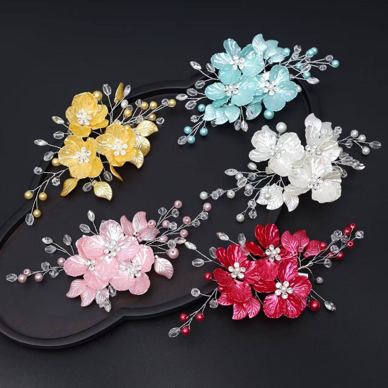 欧美跨境新娘头饰手工珍珠发夹花朵水晶尖嘴夹感写真发型头饰,饰品/流行首饰/时尚饰品新,民族风发饰,淘宝优惠券,粉丝福利购,淘宝优惠卷