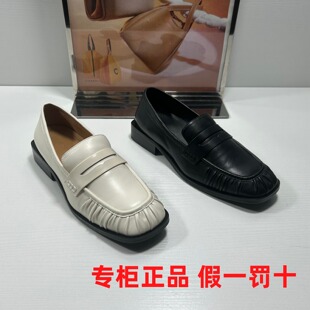 方头女单鞋 低跟英伦风一脚蹬乐福鞋 natursun娜冉撤柜秋冬女鞋 正品