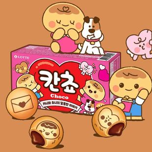 韩国进口LOTTE乐天巧克力味夹心饼干休闲食品儿童可爱解馋零食品