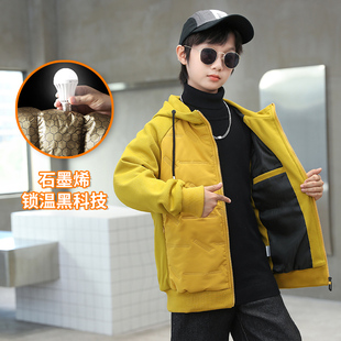 儿童棉衣冬新款男童羽绒棉服石墨烯保暖棒球服夹克中大童连帽外套