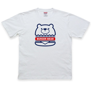 汉堡熊卡通青春流行印花熊熊宽松大码纯棉春夏装打底圆领短袖T恤