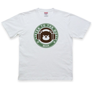 听音乐的熊熊青春流行印花熊熊宽松大码棉春夏装打底圆领短袖T恤