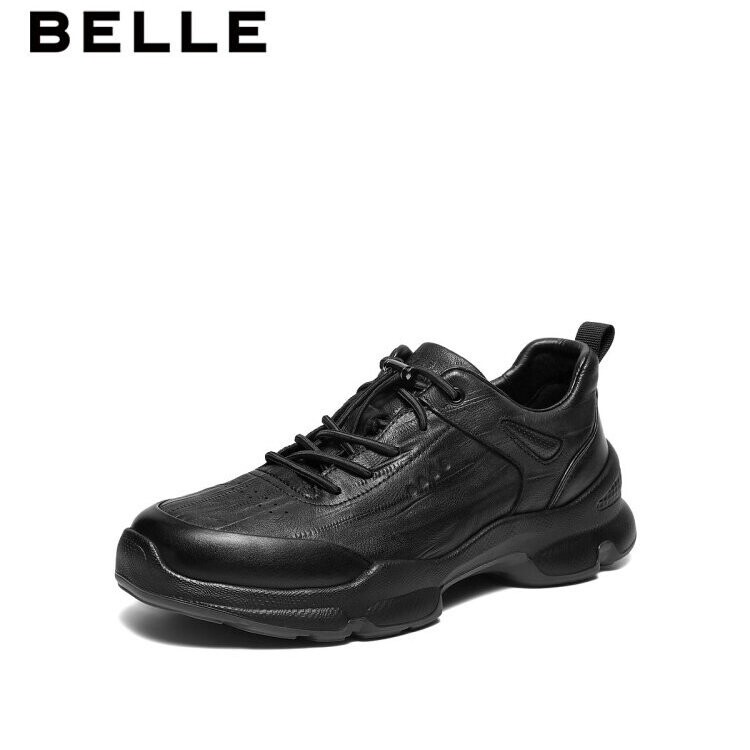 百丽男鞋春夏新厚底增高商务休闲鞋运动健步鞋透气轻便皮鞋9AE01