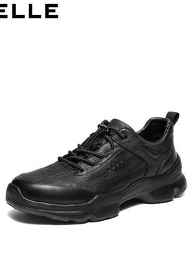 百丽男鞋春夏新厚底增高商务休闲鞋运动健步鞋透气轻便皮鞋9AE01