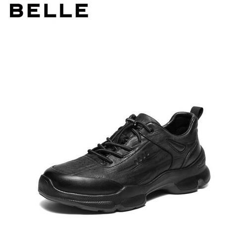 百丽男士厚底增高透气商务皮鞋