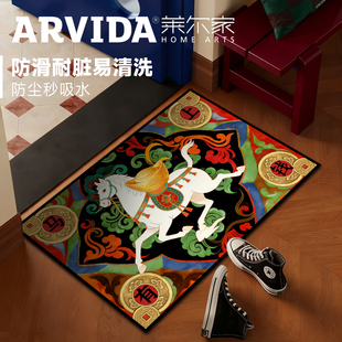 马年春节地垫吉祥脚垫有钱轻奢新入户玄关防滑垫子2026家用耐脏