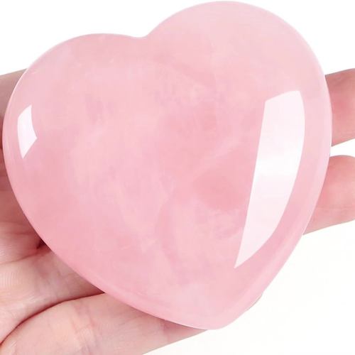 天然粉晶爱心摆件6cm抛光粉水晶