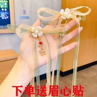 汉服头饰女儿童长飘带发夹中国风步摇流苏发夹小女孩古装编发发卡