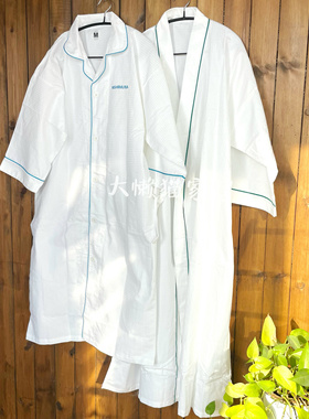 出口星级酒店浴袍男女通用白色蜂巢布中长款睡袍浴衣