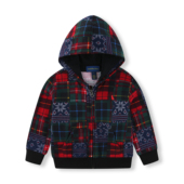 RL133男女童春秋长袖 纯棉棉圈红格百搭外套