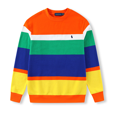 RL123-2男装男士秋冬条纹抓绒水洗卫衣上衣