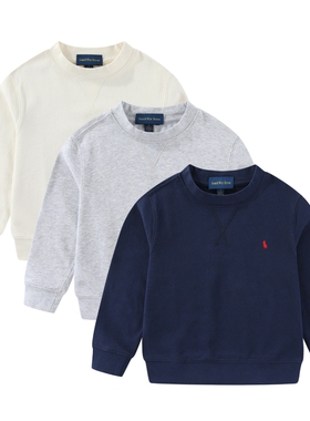 RL070男女童小马标圆领棉圈纯棉薄款长袖卫衣 经典 休闲中大童