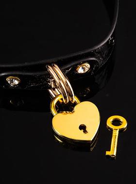 Puppy可拆卸爱心锁匙牛皮项圈choker男女M脖圈朋克k9颈圈定制刻字