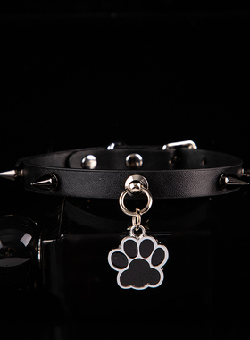 Puppy真皮项圈猫爪铆钉牛皮choker颈圈女m颈饰品定制可刻字k9脖圈