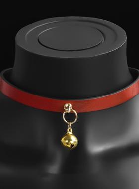 Puppy*高端皮质爱心choker铃铛项圈女颈链小众脖圈女k9牵引套装