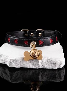 puppy真皮项圈女颈带镂空爱心锁骨链颈环choker情侣定制刻字脖圈