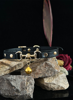 Puppy铃铛真牛皮项圈choker颈圈女m脖圈颈饰k9情侣颈带可刻字定制