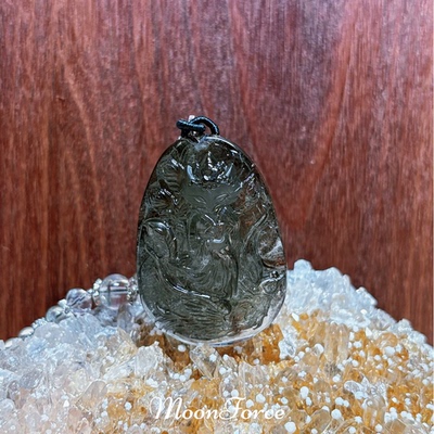 【凤狐聚禄】天然绿幽灵九尾狐凤凰吊坠精雕狐牌男女生同款水晶