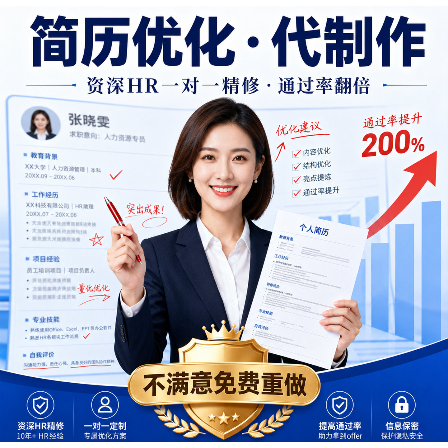 个人简历电子版求职简历模板可编辑社会求职word简单排版简历模版