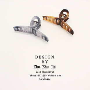 超大号抓夹发量多发夹后脑勺盘发发抓头发厚交叉磨砂鲨鱼夹子头饰