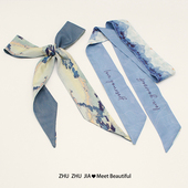 古风丝巾发带发圈发绳女夏季 百搭薄款 复古小长条丝带绑发头巾飘带