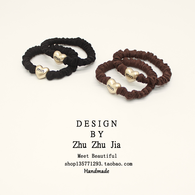 韩版min字母爱心简约金属发圈基础高弹头绳扎头发橡皮筋新款皮套