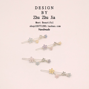 韩国ins合金小花发夹一字夹子简约少女可爱气质日系卡子头饰边夹