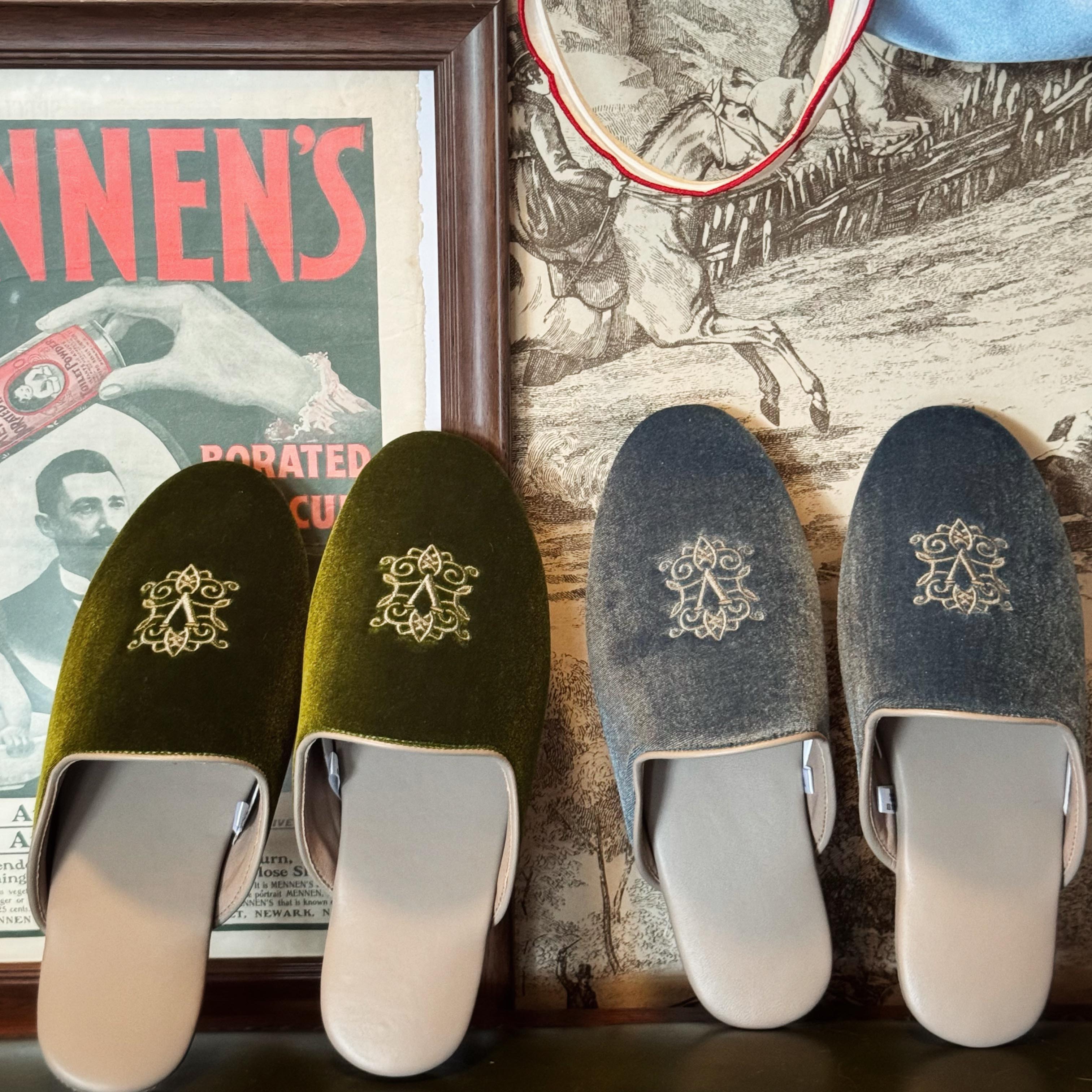 livingbank法式丝绒家居拖鞋复古刺绣ins拖鞋小众设计民宿防滑拖