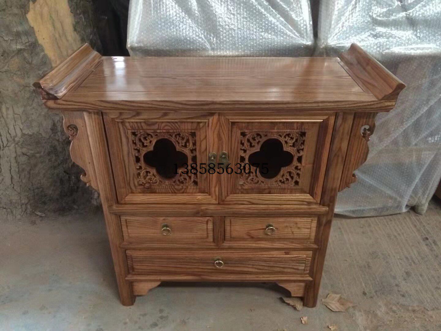 仿古家具/榆木/全实木/玄关柜/博古架/明清/鞋柜/二门三斗柜