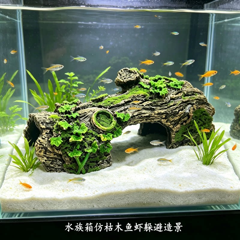 鱼缸仿真沉木躲避屋鱼虾躲藏洞水族箱造景装饰摆件原生枯木躲避洞