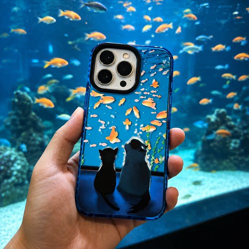 原创猫咪水族馆透明手机壳