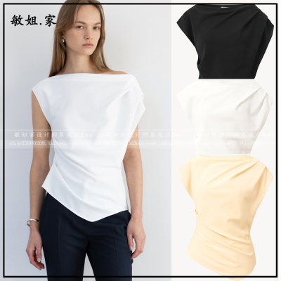 26春韩国设计师品牌BAU by Bride And You新款4月褶皱一字领衬衫