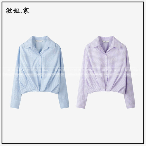 敏姐26春韩国设计师品牌DEWL新款4月格纹收腰长袖衬衫