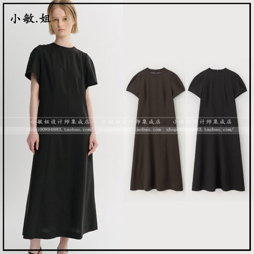 敏姐26春韩国设计师品牌eaah新款4月纯色直筒短袖连衣裙