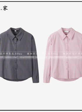 敏姐26春韩国设计师品牌DEWL新款4月单排扣格纹长袖衬衫
