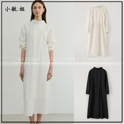 敏姐26春韩国设计师品牌eaah新款4月堆堆领直筒短袖连衣裙