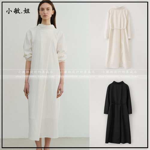 敏姐26春韩国设计师品牌eaah新款4月堆堆领直筒短袖连衣裙