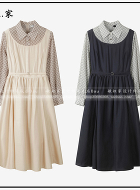 敏姐26春韩国设计师品牌DEWL新款4月格纹拼接衬衫连衣裙