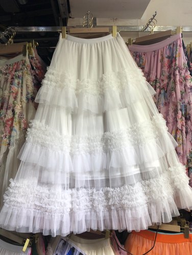 美拉德配色网纱蛋糕长裙蓬蓬长裙