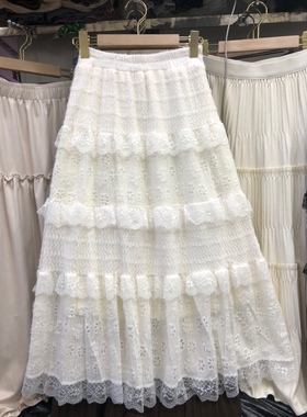 2025秋季新款高级磨毛蕾丝蛋糕裙半身裙女小个子纱裙长裙长款半裙