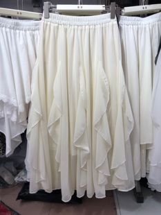 雪纺纱花瓣设计层次感高腰半身裙女春夏时尚显瘦遮跨不规则中长裙