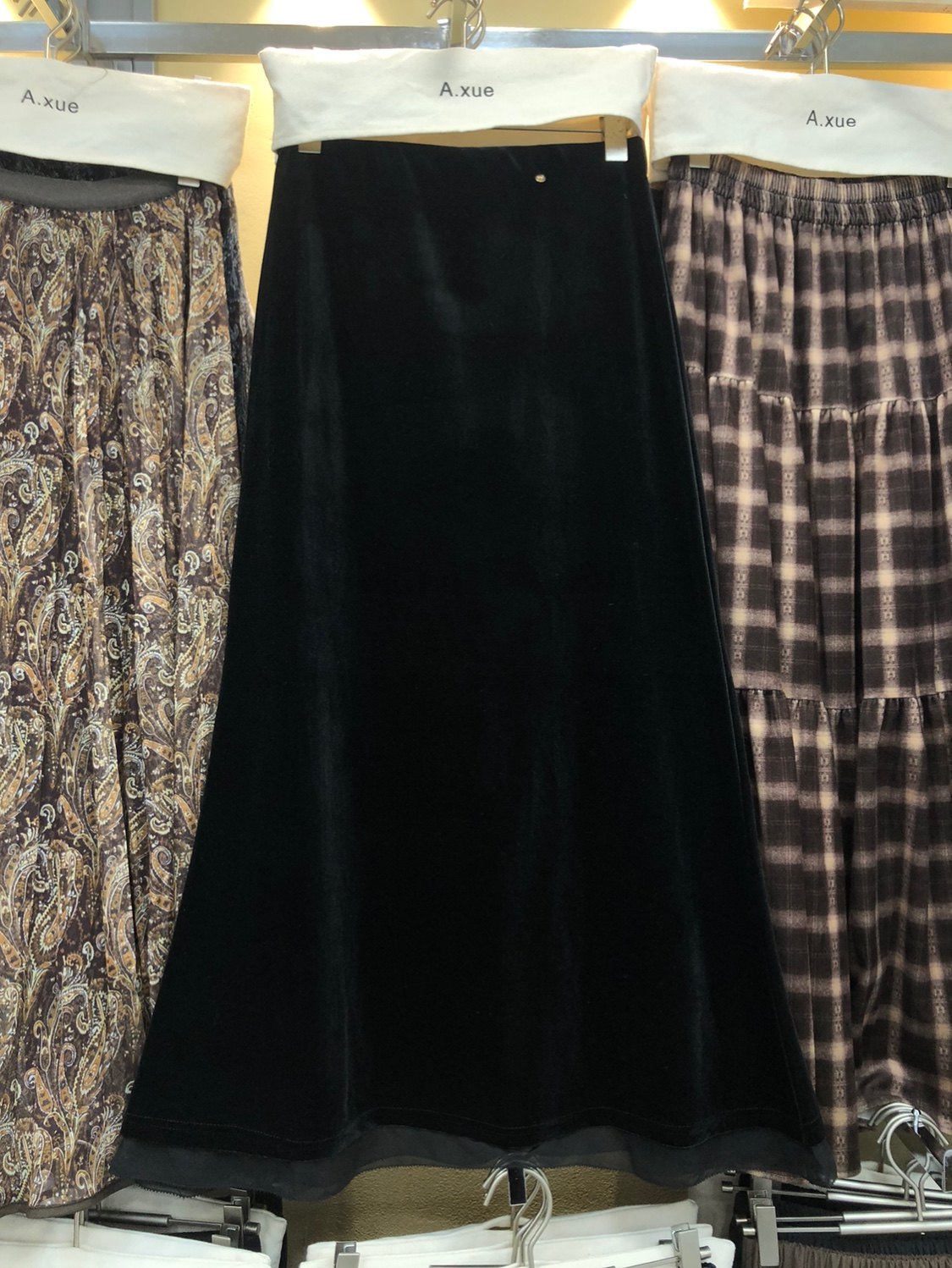 2025秋季网纱花边丝绒半身裙松紧高腰中长款百搭A字鱼尾中长裙子,女装/女士精品,半身裙,淘宝优惠券,粉丝福利购,淘宝优惠卷