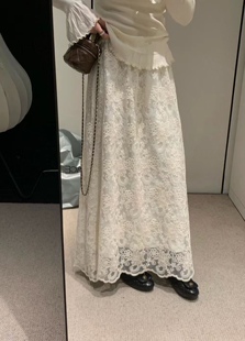 高腰显瘦减龄气质半身裙女长裙子 韩版 淑女风蕾丝半裙2026春季 新款