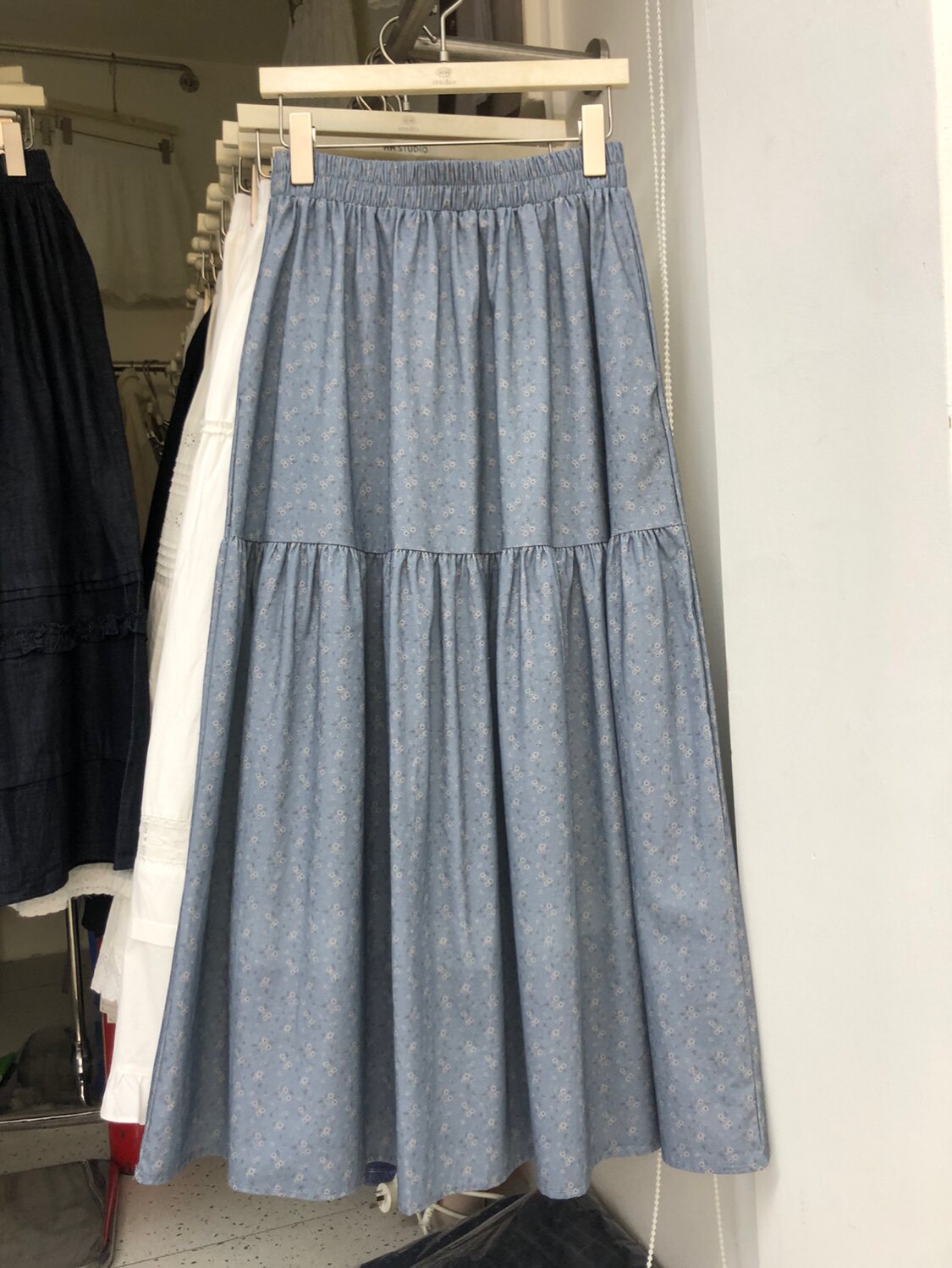 甜美森系宽松百搭碎花A字裙女