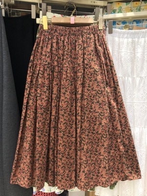 秋冬磨毛碎花半身裙小个子百搭裙