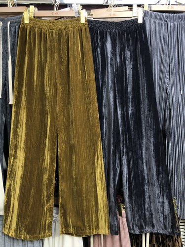 休闲百搭直筒裤金丝绒阔腿裤