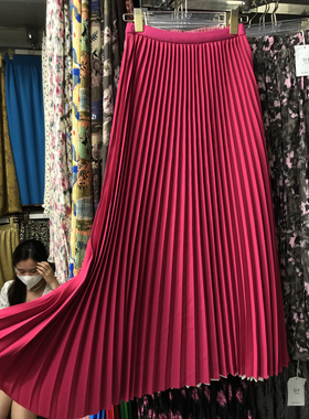 风琴百褶半身裙女高腰简约显瘦遮胯百搭大摆长裙ins春夏裙半身潮