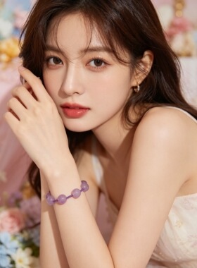 原创设计仿紫水晶晕染琉璃富婆紫手链女招财轻奢串珠手饰百搭简约
