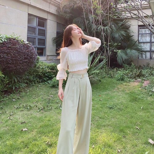 艾丽轩女装广州UUS店春夏薄款甜美清凉高腰垂坠面料阔腿裤长裤 - 封面